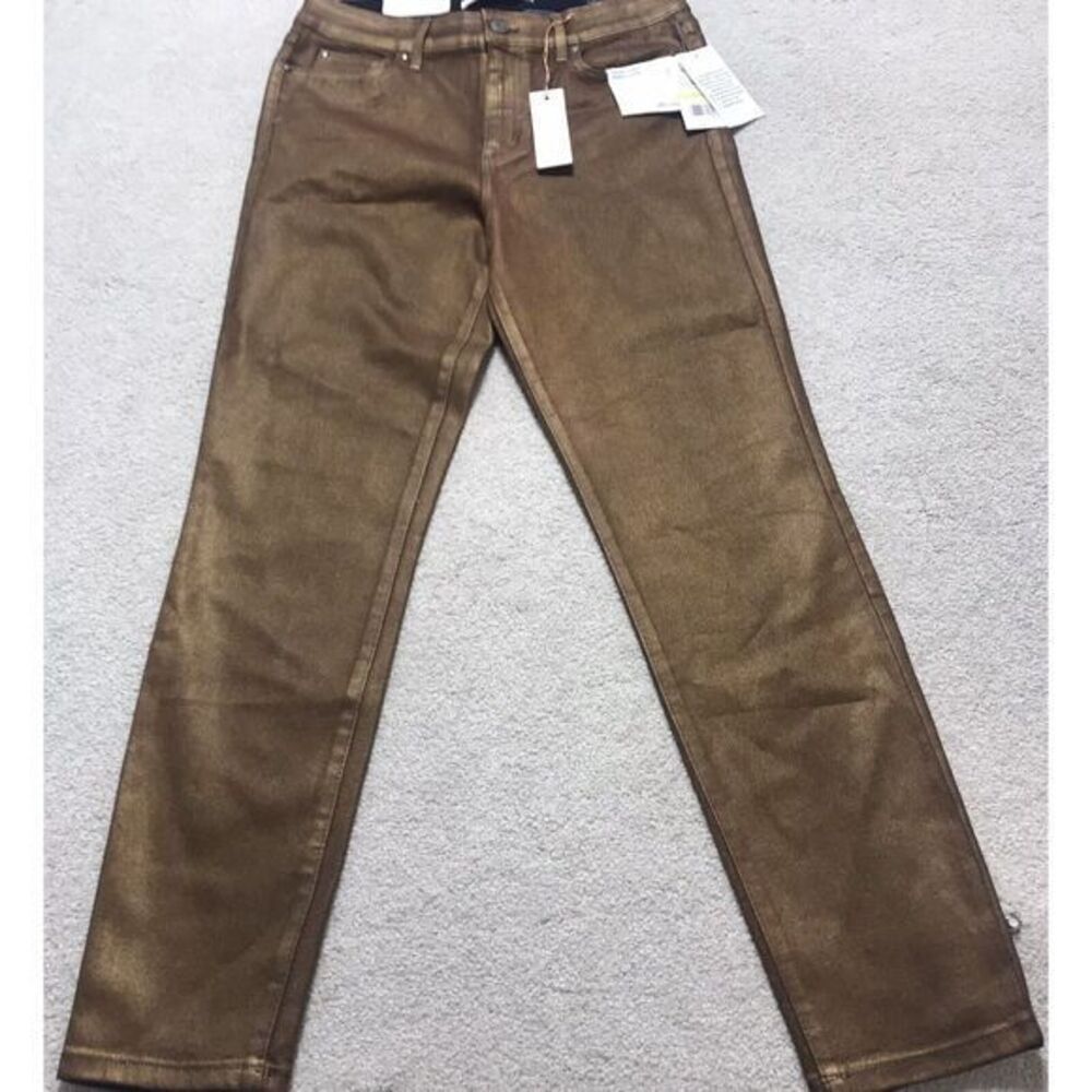 Ella Moss High Rise Skinny Ankle Women's Size 30x26 Gold Foil Stretch Jeans NWT
